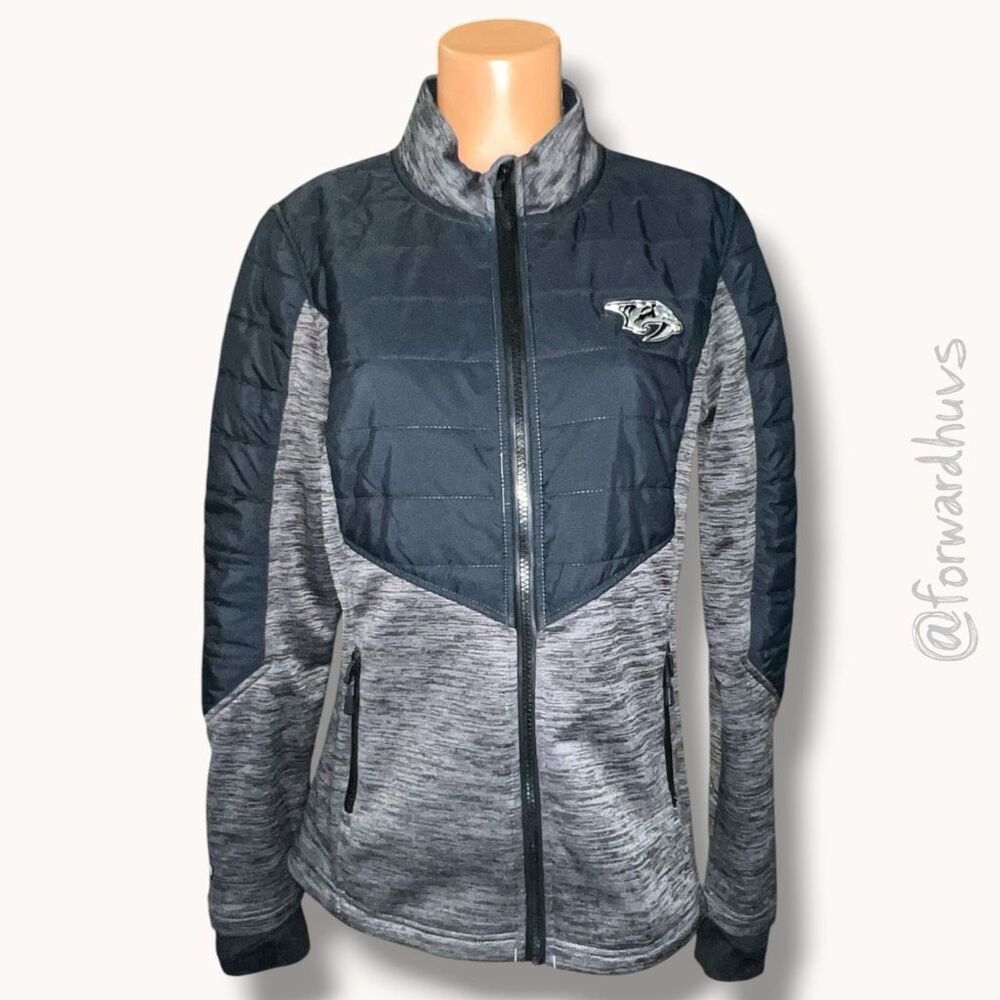 Nashville Predators Levelwear Women’s Full Zip Jacket Gray Quilted Approx M